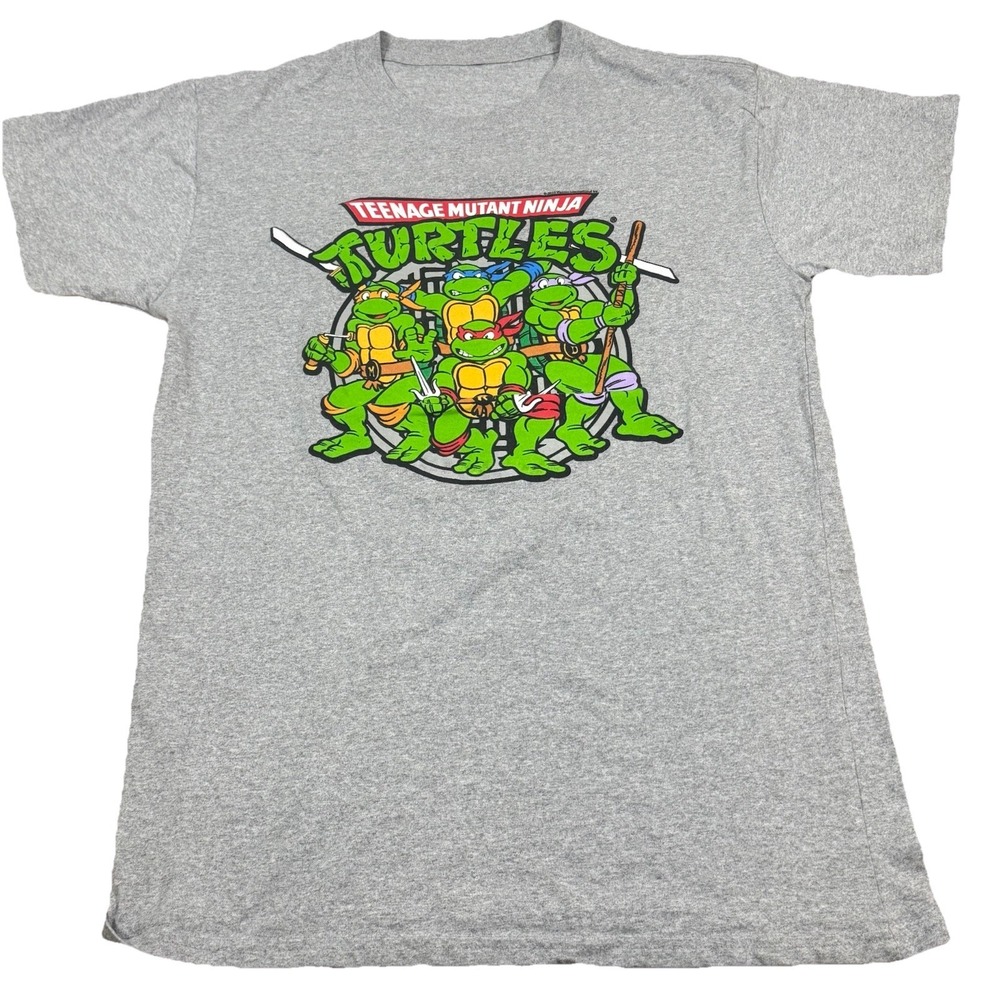 Teenage Mutant Ninja Turtles Graphic T-Shirt 2023 Viacom Gray Med Tee Retro TMNT
